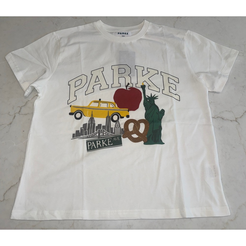 REAL! Parke NYC Graphic T-Shirt White Short Sleeve S/M NEW